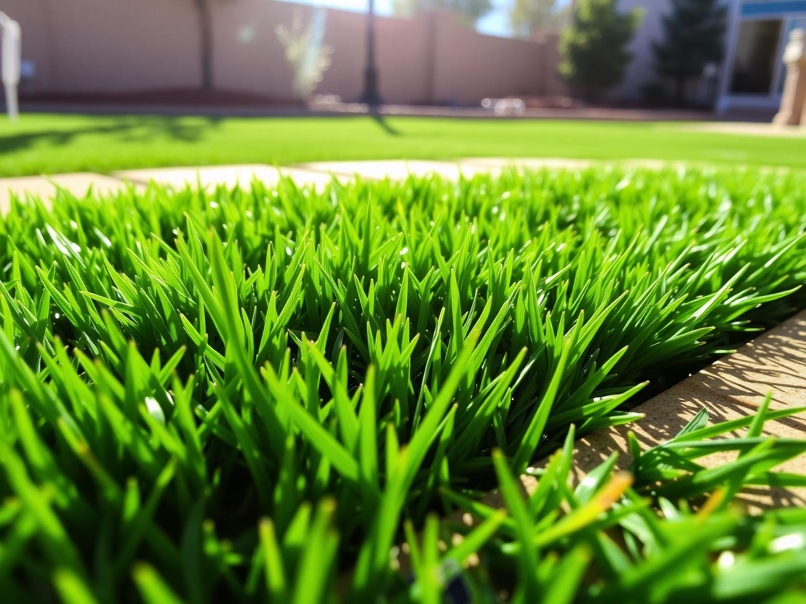 Close-up of premium artificial turf installed in a Utah yard