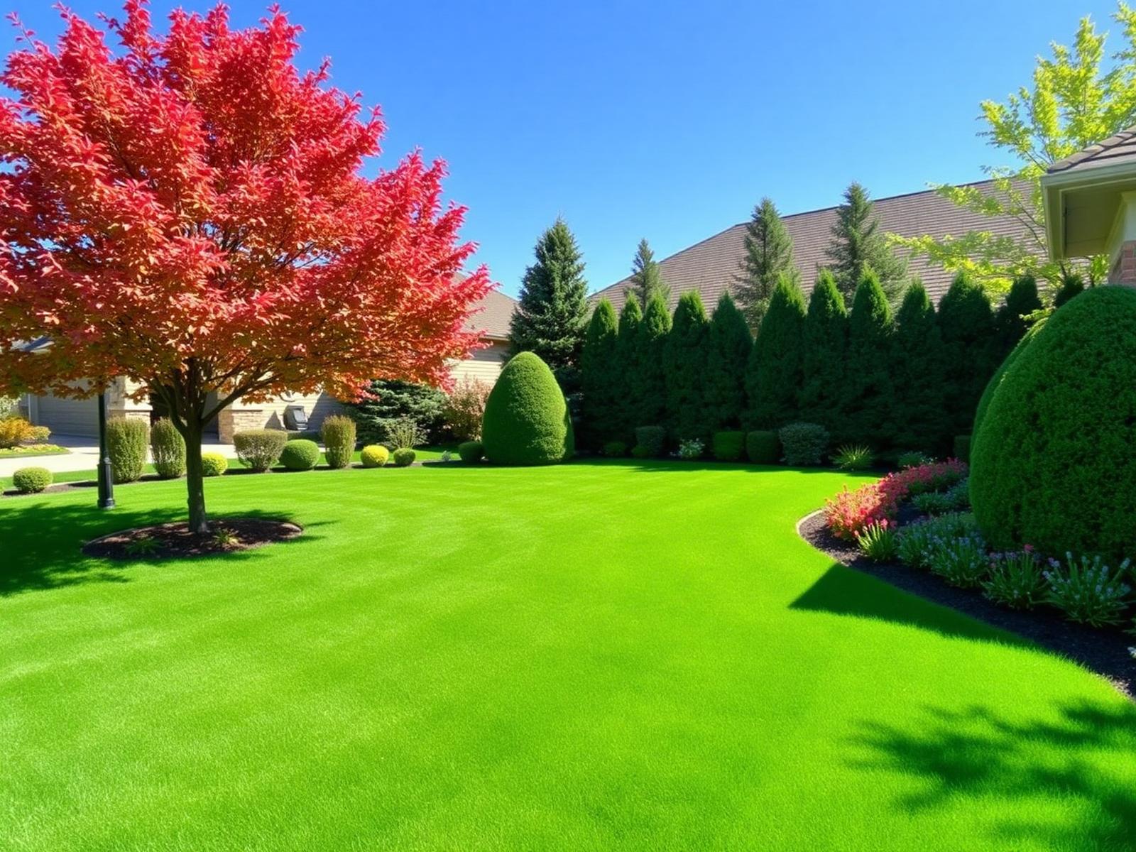 Manicured Utah landscape with healthy trees and shrubs