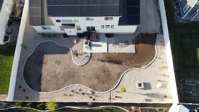 Hardscaping project in Utah — aerial view of hardscape